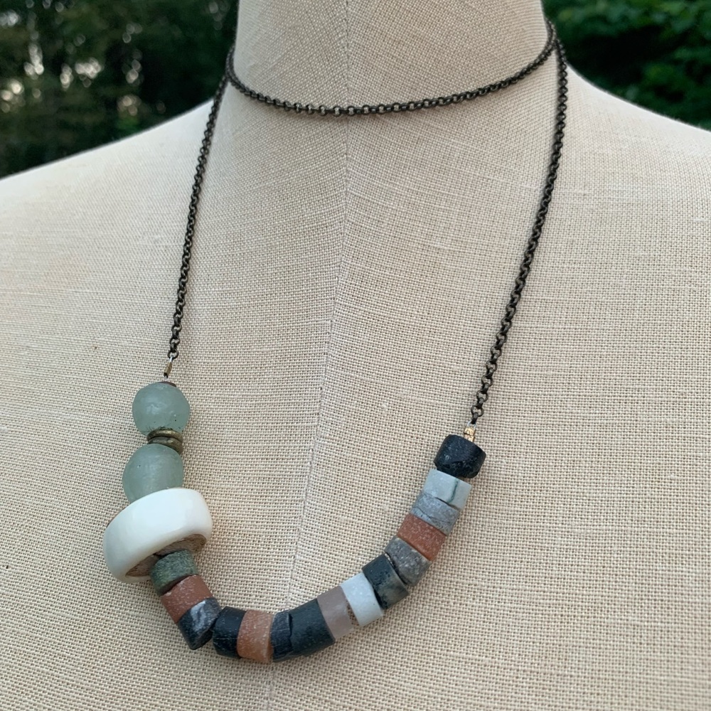 Artisan Stone/Bone/Glass Necklace - Picture 5 of 10